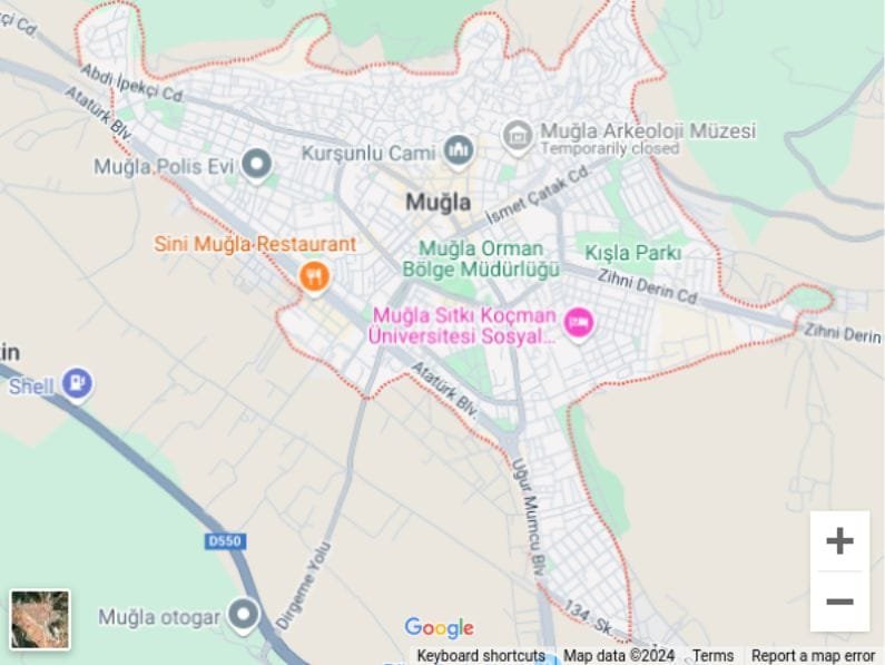 خريطة موغلا تركيا