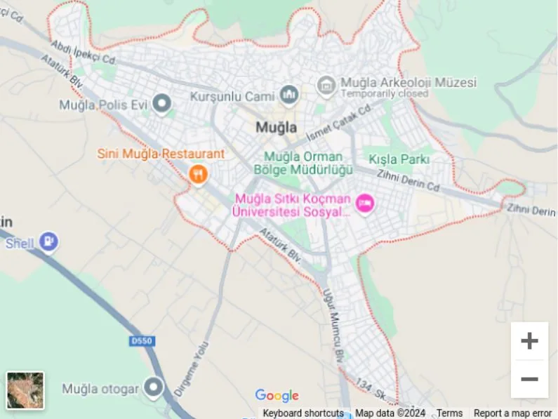 خريطة موغلا تركيا